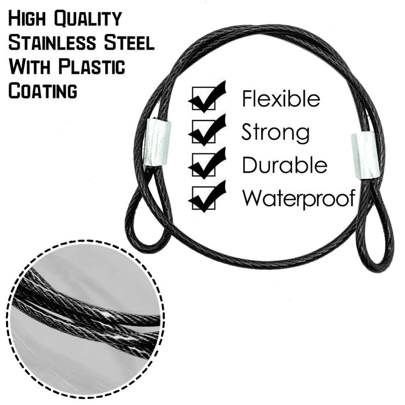 CKANDAY 20 Pack Safety Stainless Steel Tethers,Coated Security Tether Lanyard Kit Cable Wire Compatible with All Editions,Action Camera Series Devices and Other Applicable Equipment,Black - Image 3